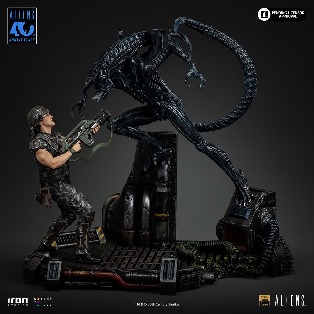 Pre-Order - Statue Alien Xenomorph Warrior vs Corporal Dwayne Hicks Deluxe - Aliens - Art Scale 1/10 - Iron Studios