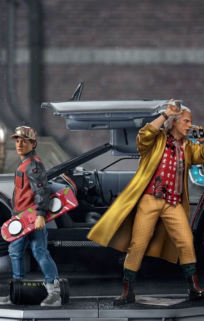 Statue Delorean Full Set Deluxe - Back To The Future II - Art Scale 1/10 - Iron Studios