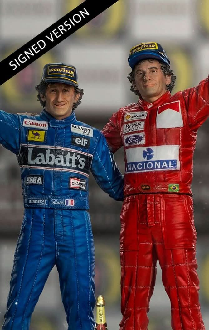 Statue Ayrton Senna and Alain Prost Deluxe Signed by Alain Prost Version - The Last Podium - Art Scale 1/10 - Iron Studios