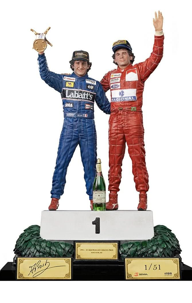 Statue Ayrton Senna and Alain Prost Deluxe Signed by Alain Prost Version - The Last Podium - Art Scale 1/10 - Iron Studios