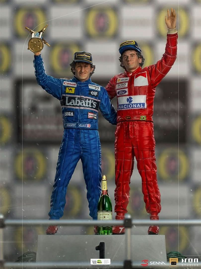 Statue Ayrton Senna and Alain Prost Deluxe Signed by Alain Prost Version - The Last Podium - Art Scale 1/10 - Iron Studios