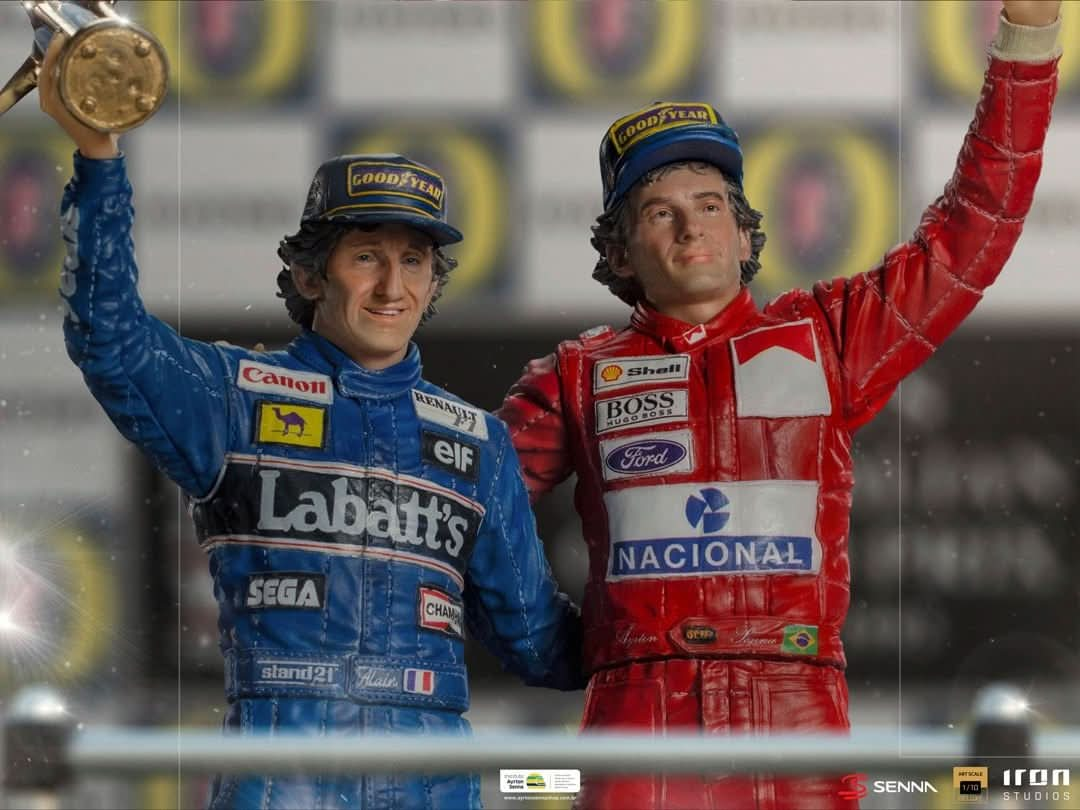 Statue Ayrton Senna and Alain Prost Deluxe Signed by Alain Prost Version - The Last Podium - Art Scale 1/10 - Iron Studios