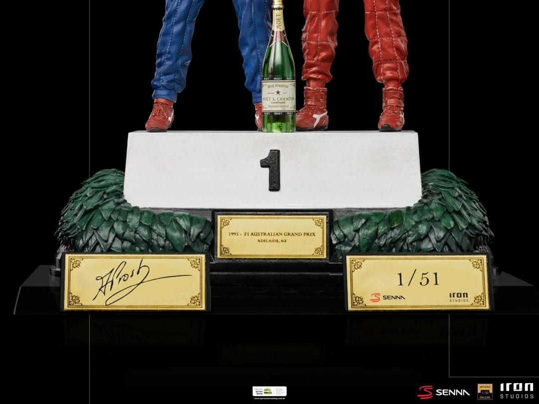 Statue Ayrton Senna and Alain Prost Deluxe Signed by Alain Prost Version - The Last Podium - Art Scale 1/10 - Iron Studios