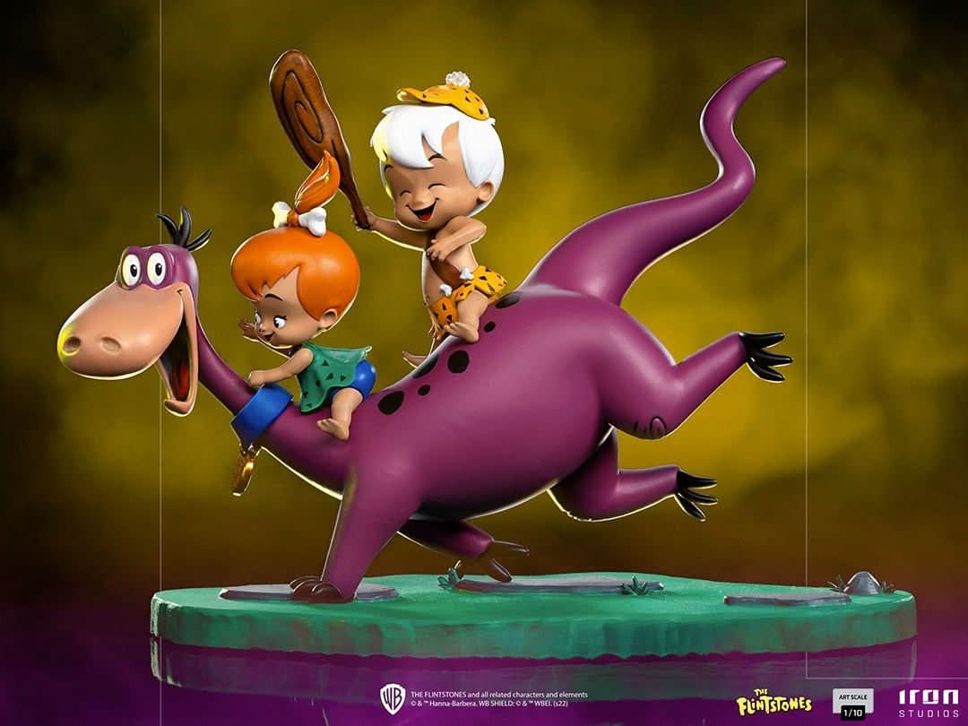 Statue Dino, Pebbles, Bamm - Bamm - The Flintstones - Art Scale 1/10 - Iron Studios